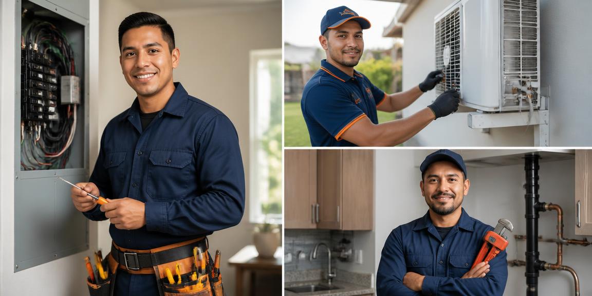 Electricista, técnico de aire acondicionado y plomero trabajando en Margarita